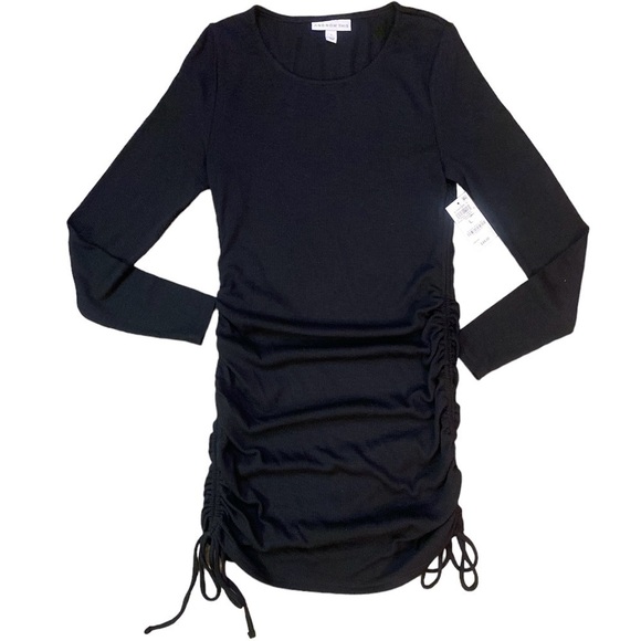 And Now This Dresses & Skirts - And Now This black long sleeved ruched side tie Dreas sz L NWT